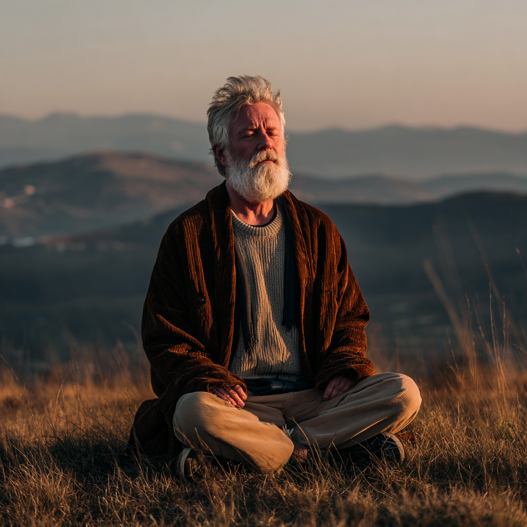 Középkorú magyar férfi relaxál természetes fürdőben, kiegyensúlyozott és nyugodt hangulatban